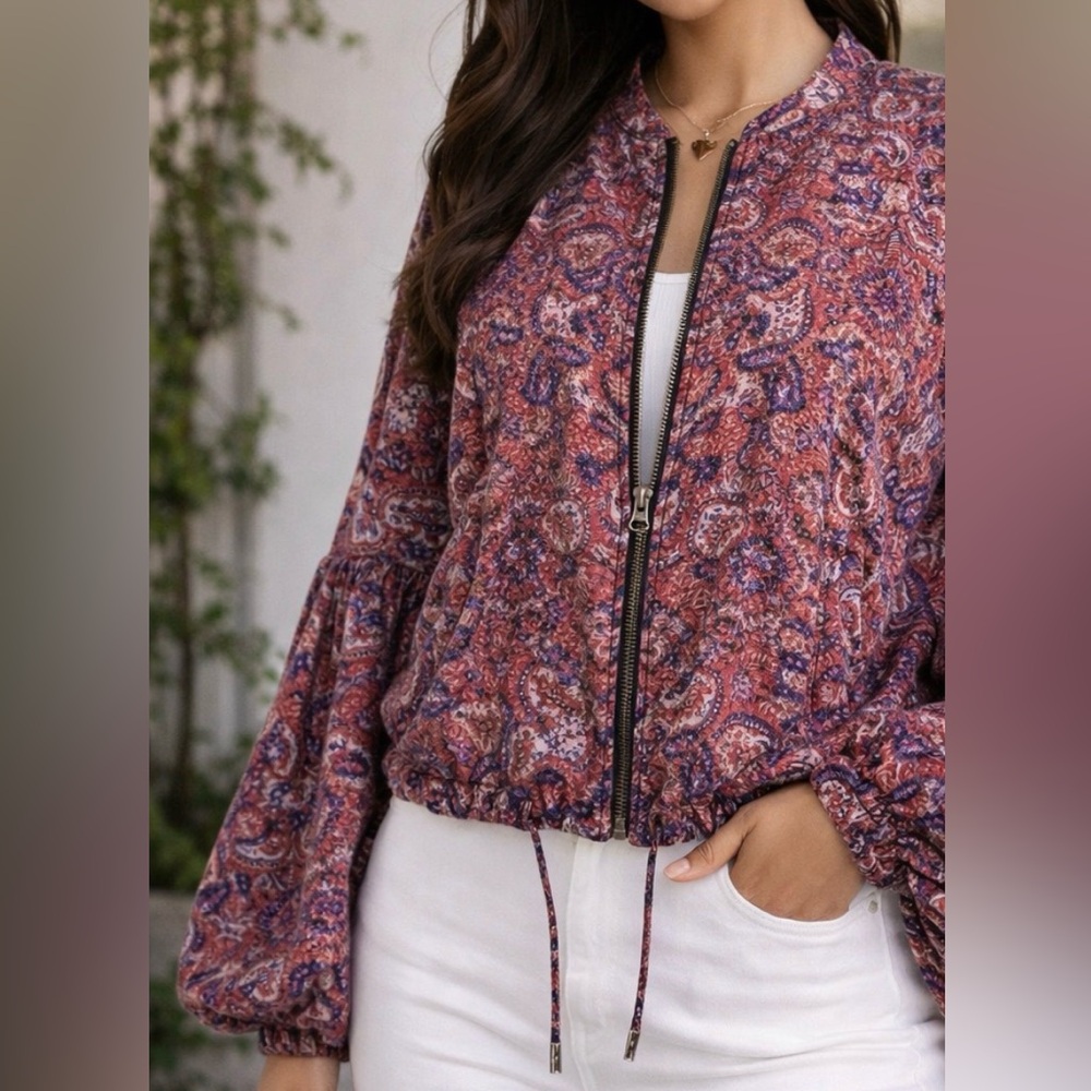 Free People Bell Sleeve Bomber Jacket